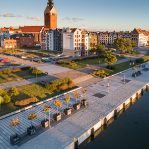 Elblag, Bulwar Zygmunta Augusta. EU, PL, Warm-Maz. Lotnicze.